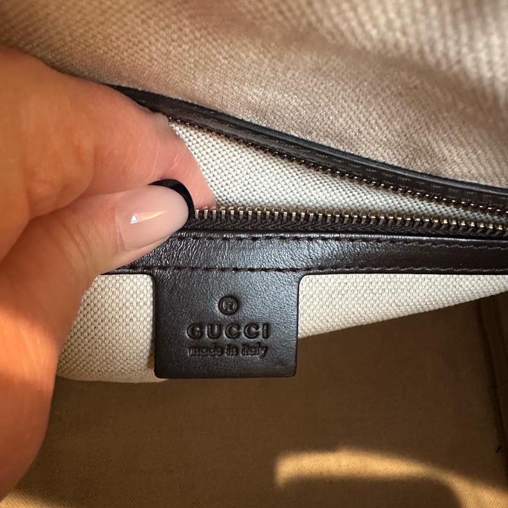 Gucci Beige and Brown Satchel with Red and Green Stripe - Picture 4 of 6